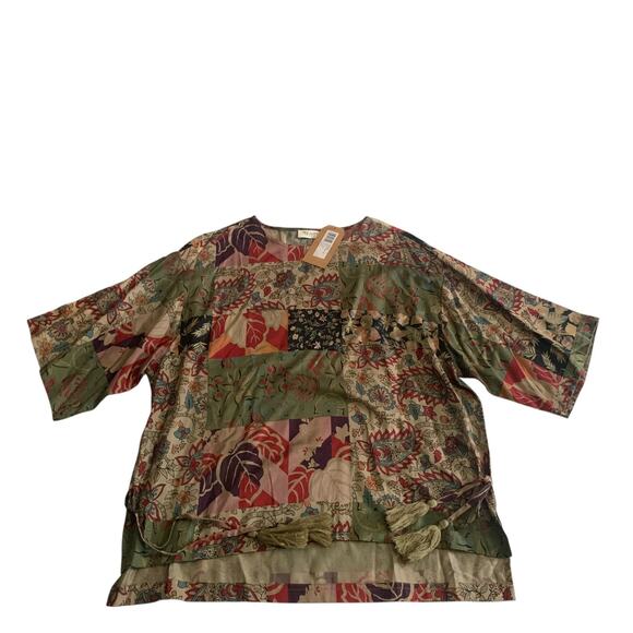 Tru Luxe Jeans Women's Size M Short Sleeve Floral Print Tunic Top Blouse New - Picture 13 of 15